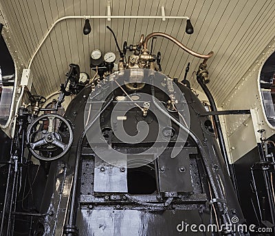 Old cabin steam locomotive Stock Photo