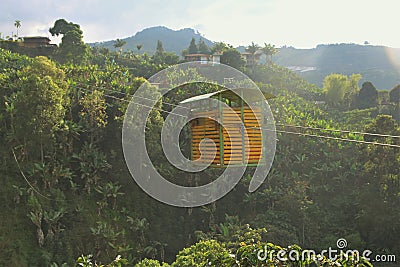 Old cable car in the colombian mountains Stock Photo