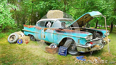 Classic Car Rusty Wreck, Cadillac Editorial Stock Photo