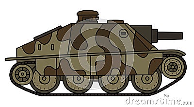 Old camouflaged tank destroyer Vector Illustration