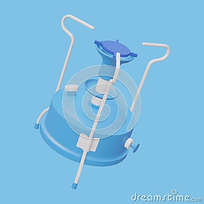 Old Camping Stove Primus isolated on blue background. 3D render. Stock Photo