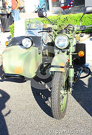 Old Camuflage Motorcycle Stock Photo