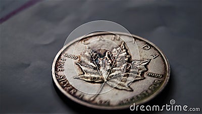 canada maple leaf silver coin Editorial Stock Photo