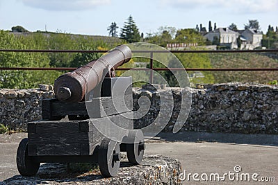 Old cannon at the fortress . Chinon. France Stock Photo