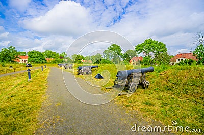 Old cannons in Kristianstad, Sweden Stock Photo
