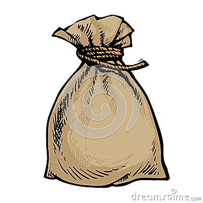 Old canvas sack full of money Vector Illustration