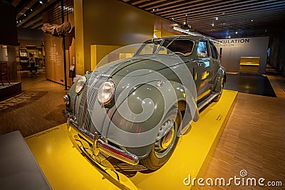 Old Car Adler 2.5-litre (1937) at Historical Museum (Historisches Museum) Interior - Frankfurt, Germany Editorial Stock Photo