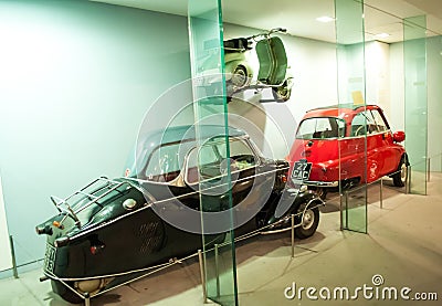 Old car collection exhibited in the Museum of Science Editorial Stock Photo