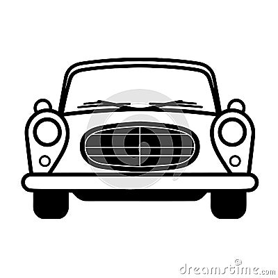 Old car front view silhouette icon in black color. Vector template for tattoo or laser cutting Stock Photo