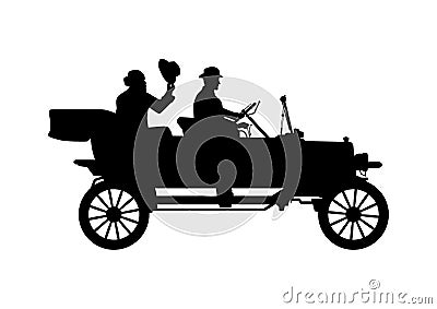 Old car silhouette. Vector Illustration