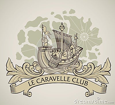 Old caravel vintage design Vector Illustration