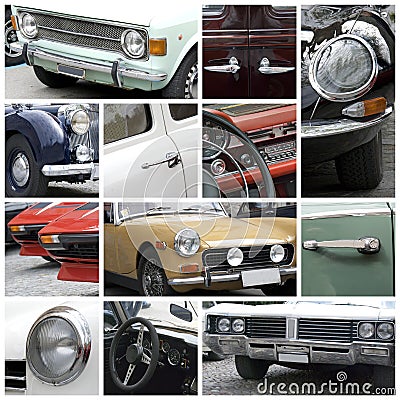 Old cars collage Stock Photo