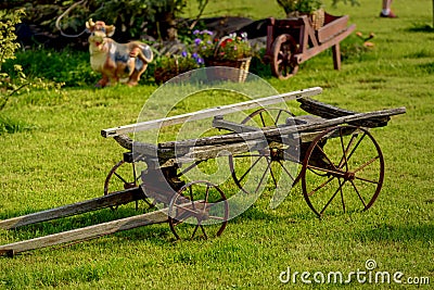 Old cart as a decorative element Stock Photo