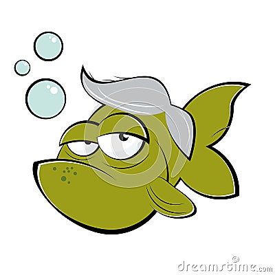Old cartoon fish Vector Illustration