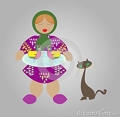 Old cartoon woman Vector Illustration