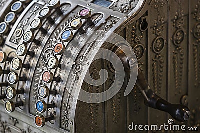 The old cash register National 1905 of the year was shot Editorial Stock Photo