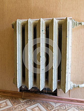Old cast iron central heating battery Stock Photo