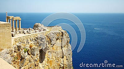 Old Castle in the Lindos town, Greece Stock Photo