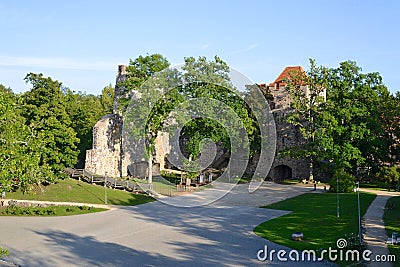 Castle ruins in Sigulda Stock Photo