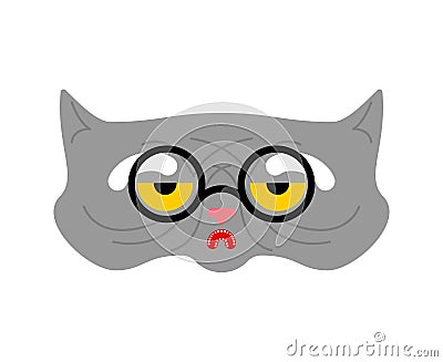 Old cat isolated. Grandpa cat. Vector illustration Vector Illustration