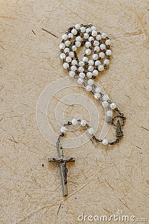 Old catholic rosary Stock Photo