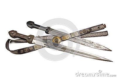 Old Caucasian daggers Stock Photo