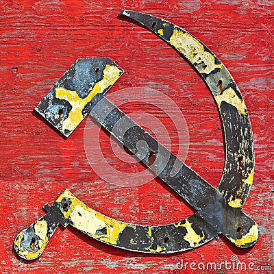 Old cccp hammer and sickle logo Stock Photo