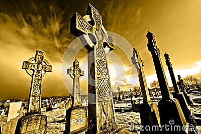 Old cemetery on belfast.crosses Stock Photo