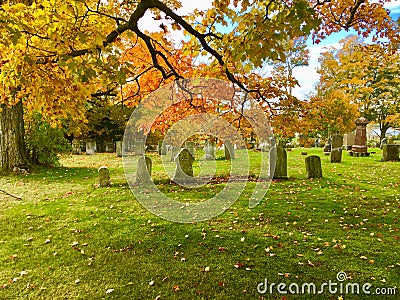 Old cemetery in fall, central Maine Editorial Stock Photo