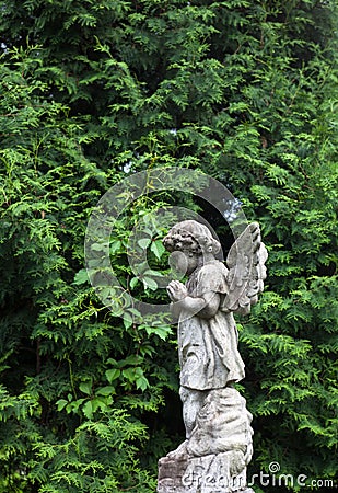 Old cemetery marble sculpture of the angel Stock Photo