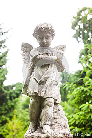 Old cemetery marble sculpture of the angel Stock Photo