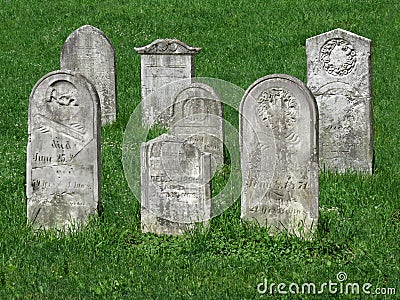 Old cemetery tombstones. Stock Photo