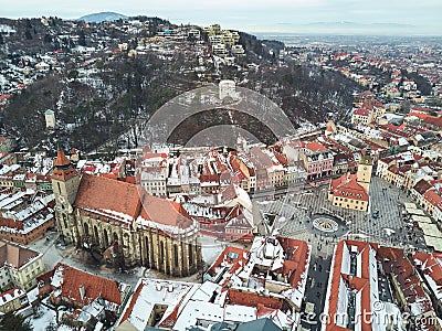 Old center of Brasov. Aerial view Stock Photo