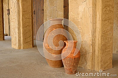 Old ceramic jugs. Stock Photo