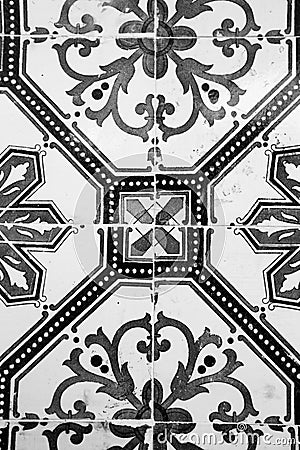 Old Ceramic Tile With Black-and-white Pattern Stock Photo - Image ... - Old ceramic tile with black-and-white pattern