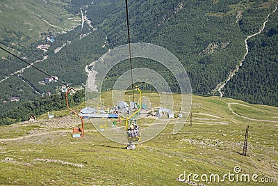 Old chair-lift, mount Cheget Editorial Stock Photo