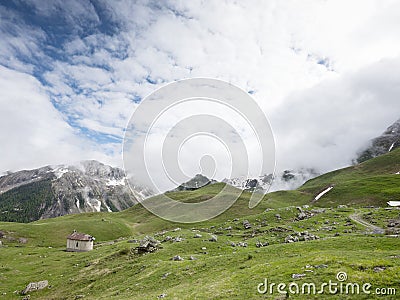 Old chapel near col de vars in french alps of haute provence Stock Photo