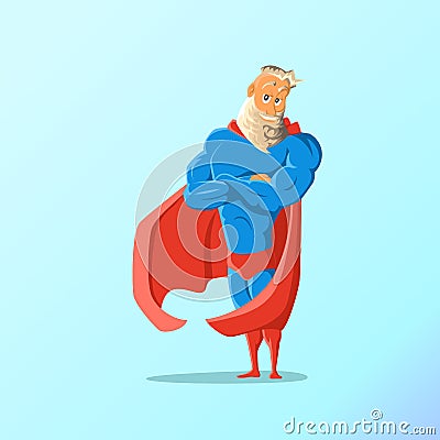 Old charismatic hipster Superhero. Superhero in action. Vector illustration. Vector Illustration