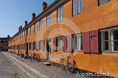 Old charming row houses in Copenhagen, Denmark Editorial Stock Photo