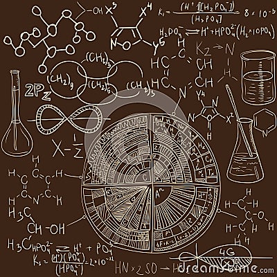 Old chemistry laboratory pattern set. Vintage vector background Vector Illustration