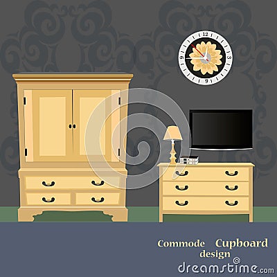 Old chest of drawers Vector Illustration