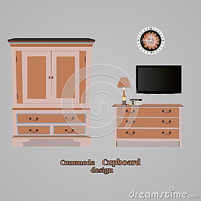 Old chest of drawers Vector Illustration