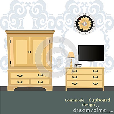 Old chest of drawers Vector Illustration