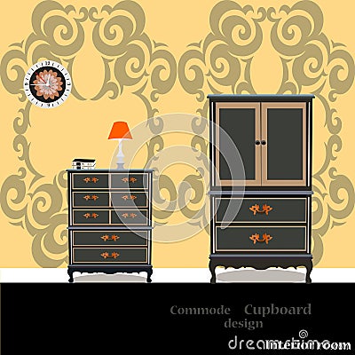 Old chest of drawers Vector Illustration