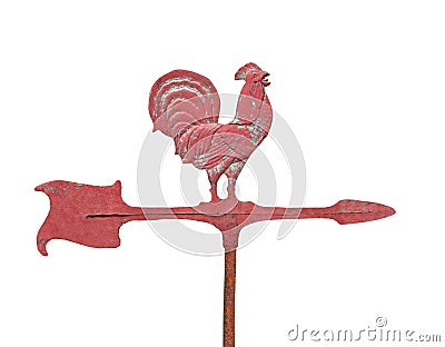 Old chicken weathervane isolated. Stock Photo