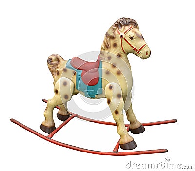 Old childâ€™s rocking horse Isolated. Stock Photo