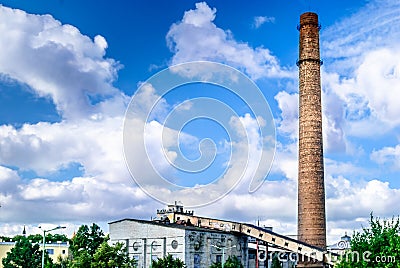 Old chimney of factory by tallinn in Estonia Stock Photo