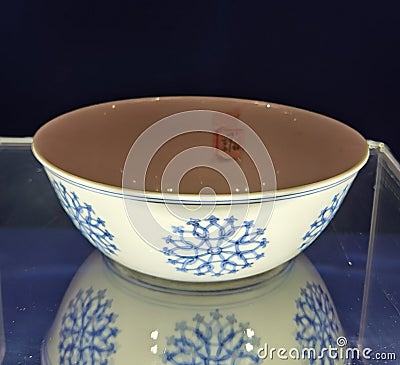 Old China Ming Dynasty Zhengtong Tianshun Ceramic Antique Porcelain Blue-and-white Bowl Islamic Floral Chenghua Tigela Azul Design Editorial Stock Photo