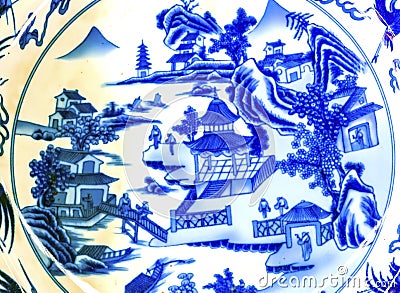 OLd Chinese Ceramic Plate Panjuan Flea Market Beijing China Stock Photo
