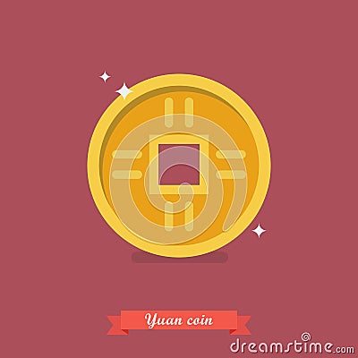 Old Chinese coin Vector Illustration